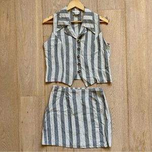 Vintage Striped Vest + Mini Skirt 2 Piece Set